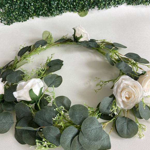 6.5 Foot Custom Eucalyptus Seeded Rose Flower Garlands Various Colors Available - Picture 2 of 8